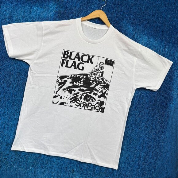 Black Flag Six Pack White Punk T-Shirt Size Extra Large - Picture 3 of 4